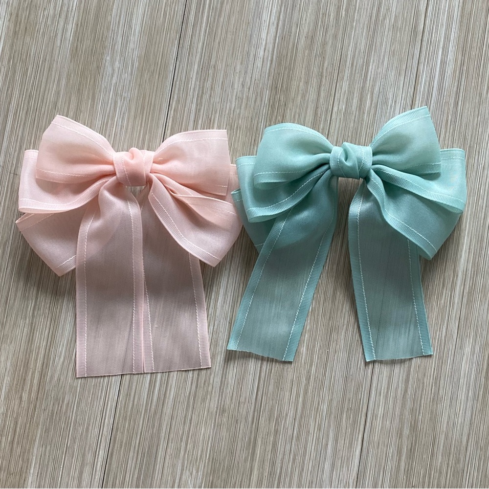 SeaFoam green & Pink Bow set